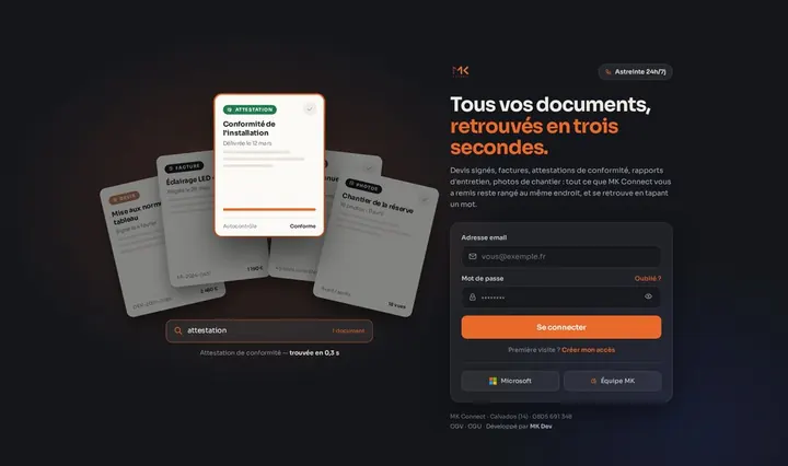 Proposition &laquo;&nbsp;Le classeur&nbsp;&raquo; pour la page de connexion de l'espace client.