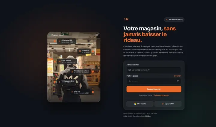 Proposition &laquo;&nbsp;Le magasin&nbsp;&raquo; pour la page de connexion de l'espace client.